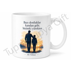 Baba Oğul Dostluğu Temalı Kupa Bardak Babalar Günü Özel Hediye