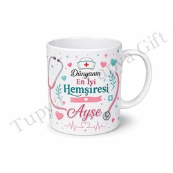 Hemşireye Hediye İsme Özel Baskılı Kupa Bardak Hemşireler Günü Hediyesi