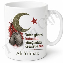 Askere Gidene Hediye Kişiye Özel Baskılı Kupa Bardak Asker Uğurlama