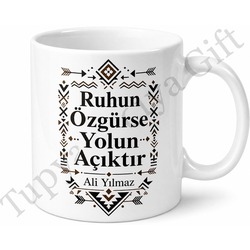 Tribal Desenli Kişiye Özel Baskılı Kupa Bardak Etnik Hediye