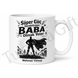 Süper Kahraman Gibi Baba Yazılı Esprili Kupa Bardak Babalar Günü Hediyesi