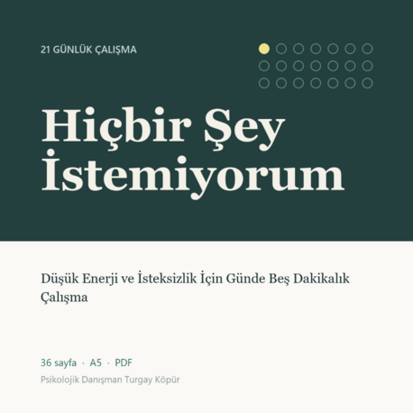 Hiçbir Şey İstemiyorum — Düşük Enerji Çalışma Defteri