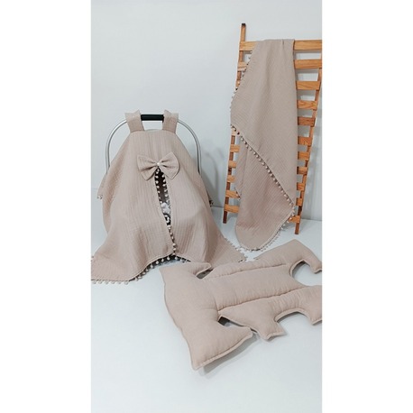 76)Bebek Yenidoğan Vizon Müslin 3 Lü Set