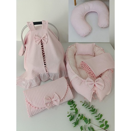 85) BEBEK YENİDOĞAN İSİMLİ PEMBE 5 Lİ SET NOKTALI DESENLİ