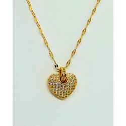 kalp çelik gold taşlı kolye