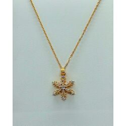 Kar kristali çelik gold kolye