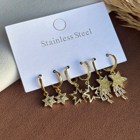 Çelik Gold Set Küpe 