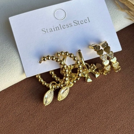Çelik Gold Set Küpe