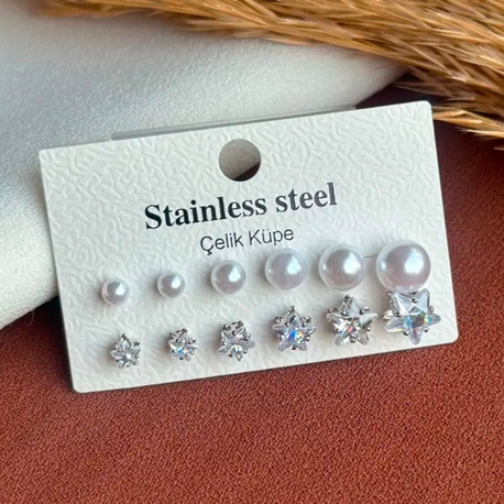 Çelik Silver Küpe Seti