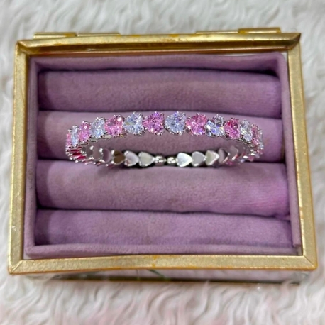 Pembe Taşlı Silver Bileklik 