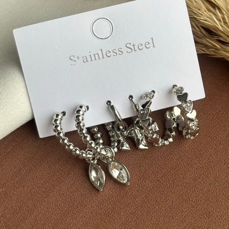Çelik Silver Küpe Seti