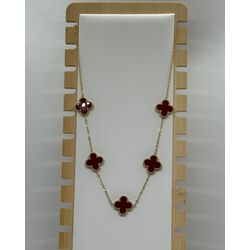 Çelik gold kırmızı van cleef model kolye 