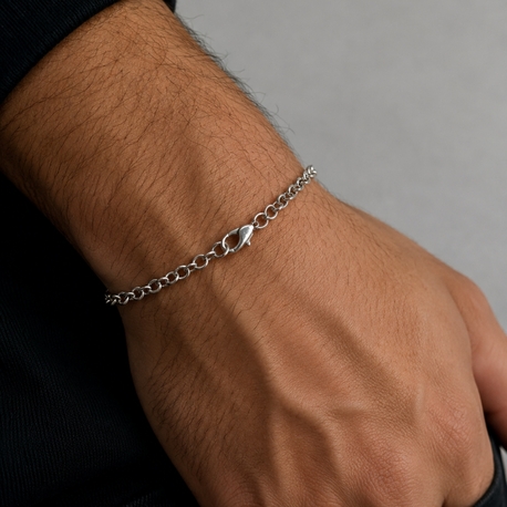 Erkek Silver Zincir Bileklik – Yaz Kombinlerine Uyumlu Minimal Paslanmaz Çelik Bileklik

