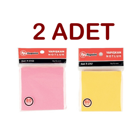 Fixpoint Yapışkanlı Not Kâğıdı – 2’li Set (Pembe & Turuncu)