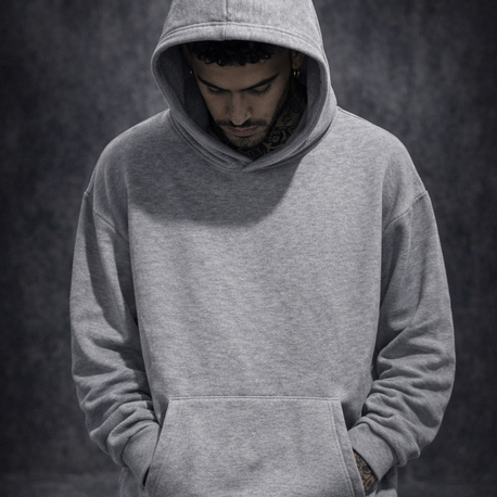 3 iplik Şardonlu Kar Melanj Oversize Hoodie