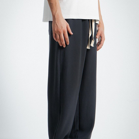 Waffle Kumaş Antrasit Baggy Pantalon