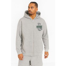 Paranoid Baskılı Fermuarlı Oversize Hoodie