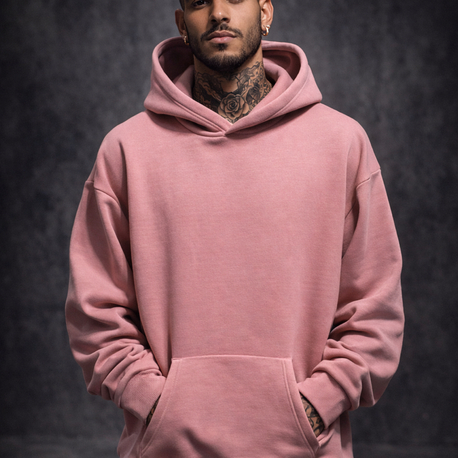 3 iplik Şardonlu Gül Kurusu Oversize Hoodie