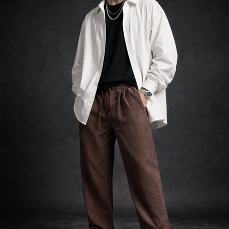Two Bucks Keten Baggy Kalıp Kahverengi Pantalon