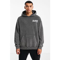 Asit Yıkama Oversize Baskılı Hoodie  