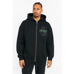 Paranoid Baskılı Fermuarlı Oversize Hoodie