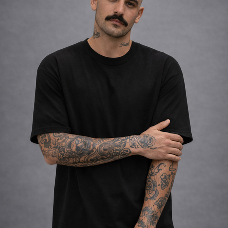 Suprem Pamuk Overfit Siyah T-Shirt