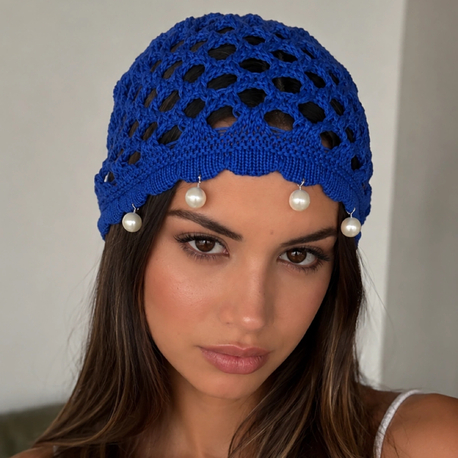 İnci Detaylı Örgü Saç Bandana 