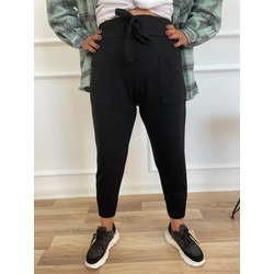 SİYAH PAÇASI LASTİKLİ ÖRGÜ  JOGGER PANTOLON