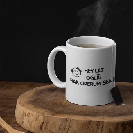 Hey Laz Ogli Beyaz Baskılı Kupa Bardak