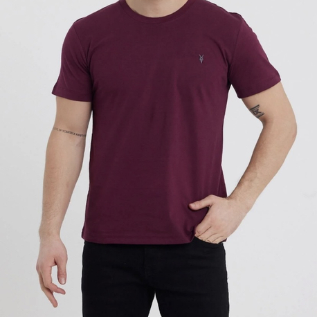 Standart Kalıp Basic Bisiklet Yaka Nakış Detaylı Erkek T-Shirt