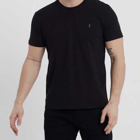 Standart Kalıp Basic Bisiklet Yaka Nakış Detaylı Erkek T-Shirt