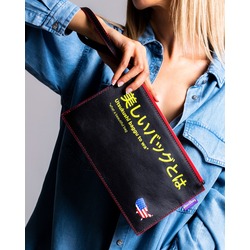 ubun2bag Kadın Clutch Çanta Hakiki Deri Napa Siyah (RFID Koruma)