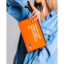 ubun2bag Kadın Clutch Çanta Hakiki Deri Floater Turuncu (RFID Koruma)