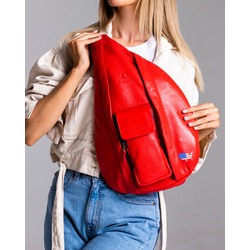 ubun2bag Unisex Çapraz Çanta Hakiki Deri Floater Kırmızı Sling Bag (RFID Koruma)