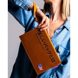 ubun2bag Kadın Clutch Çanta Hakiki Deri Napa Taba (RFID Koruma)