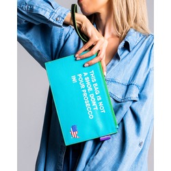 ubun2bag Kadın Clutch Çanta Hakiki Deri Floater Turkuaz (RFID Koruma)