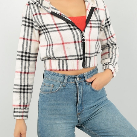 Kapüşonlu Crop Ceket/Sweatshirt