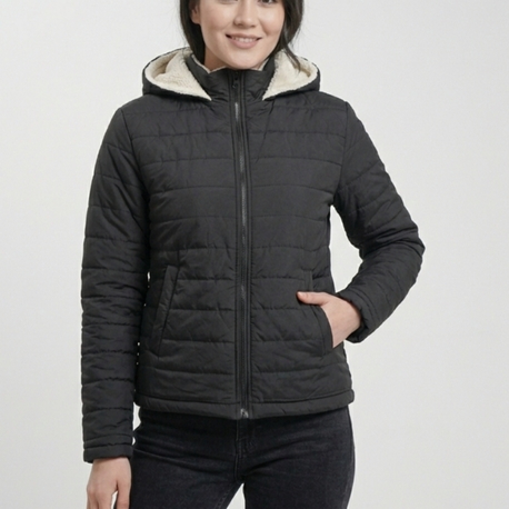 Siyah İçi Polarlı Unisex Kışlık Mont