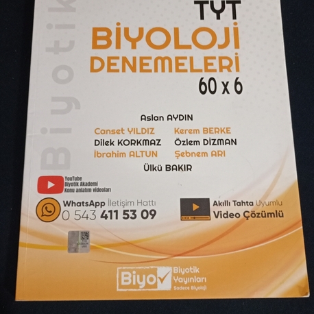 TYT Biyoloji Denemeleri 60x6 Soru Kitabı