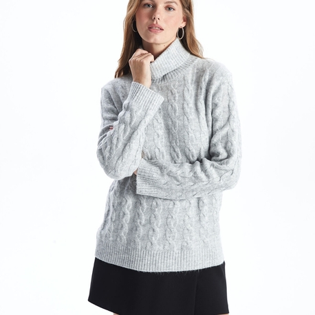 H&M Boğazlı Örgü Kalın Kazak