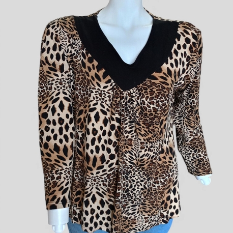 Leopar Desen Likralı Bluz