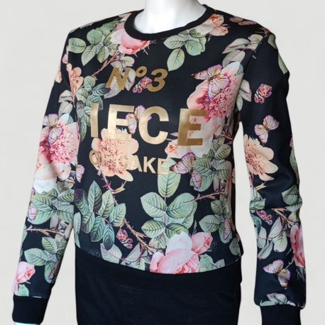 Çiçek Desenli Baskılı Kadın Sweatshirt