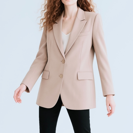 Kadın Düğmeli Midi Blazer Ceket