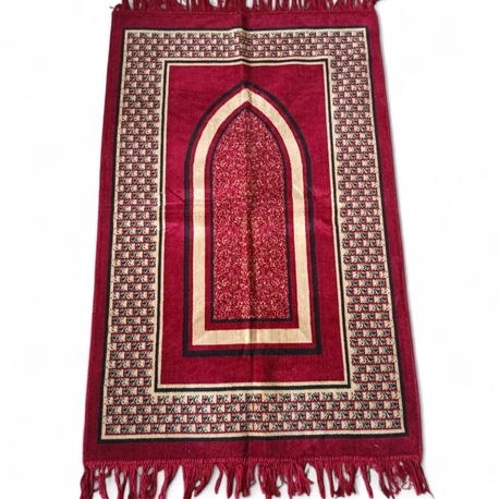 Bordo İşlemeli Geleneksel Seccade/Halı