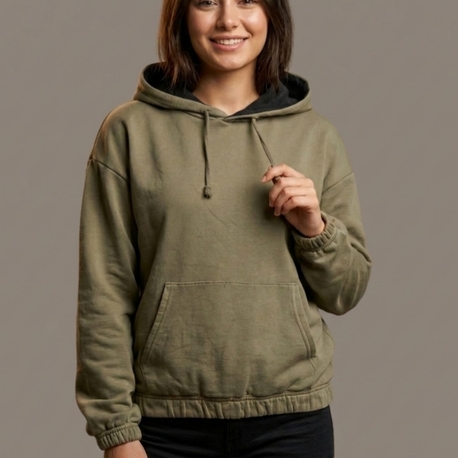 Haki Kapüşonlu Unisex Sweatshirt