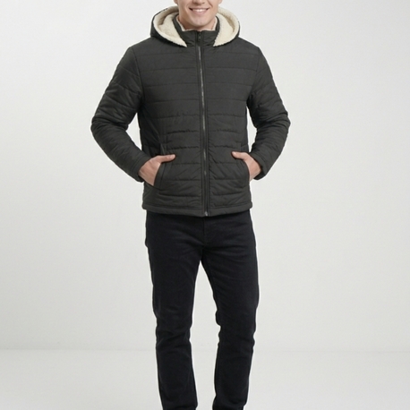 Siyah İçi Polarlı Unisex Kışlık Mont