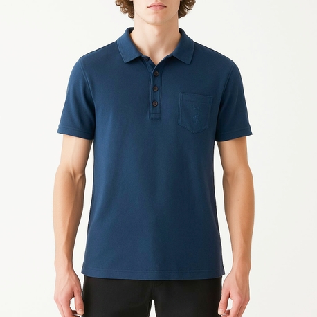 Lacivert Polo Yaka Unisex T-shirt