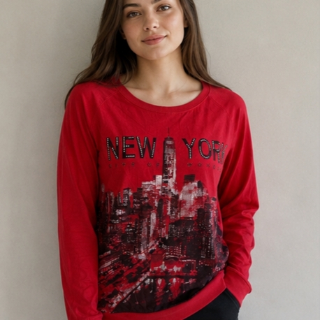New York Baskılı Kadın Sweatshirt