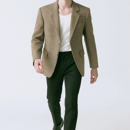 Vintage Çift Düğmeli Blazer Yün Ceket