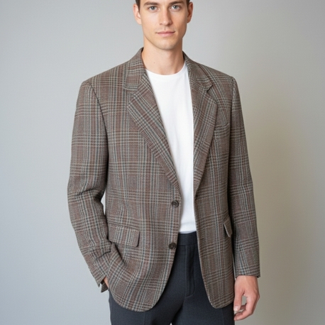 Vintage Çift Düğmeli Blazer Yün Ceket
